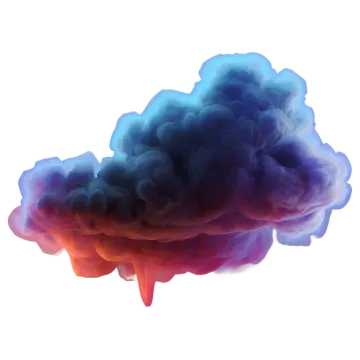 a cloud of blue and red smoke