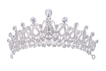 a silver tia with crystals on it