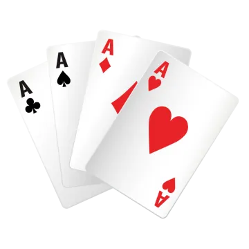 four aces playing cards on white background
