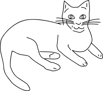 a black and white drawing of a cat