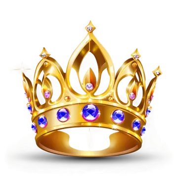 a golden crown with blue and pink stones
