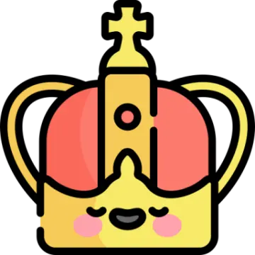 a crown with a smiling face