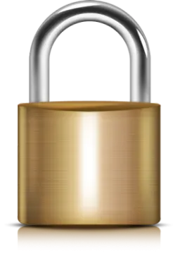 a golden padlock on a white background
