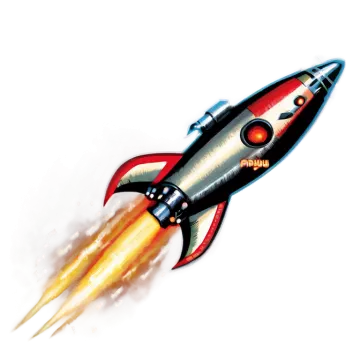 a drawing of a rocket flying through the air