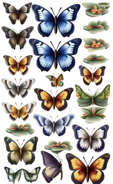 a large collection of butterflies