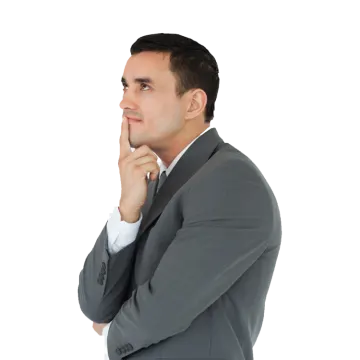 a man in a suit and tie is thinking