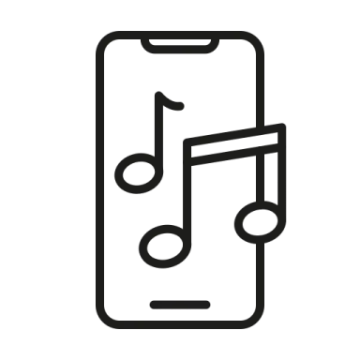 a phone with music notes on it