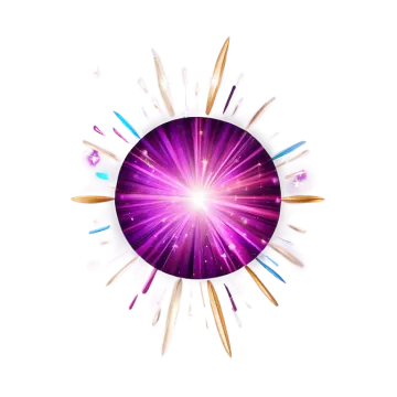 a purple star burst in the center of a white background
