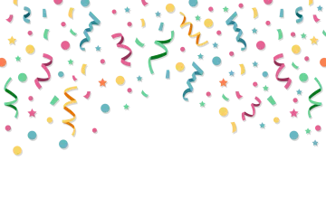 a white background with colorful cons and stars