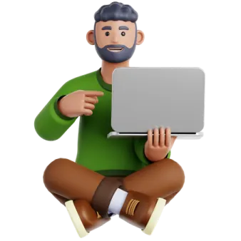 a man sitting on the ground with a laptop
