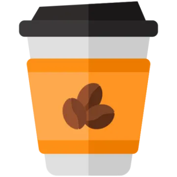 a cup with coffee beans on it
