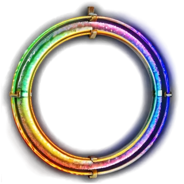 a rainbow colored necklace on a white background