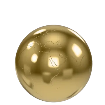 a golden sphere on a white background