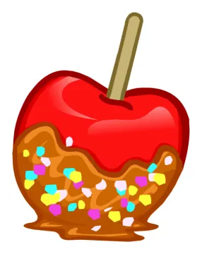 an apple with chocolate and sprins on it