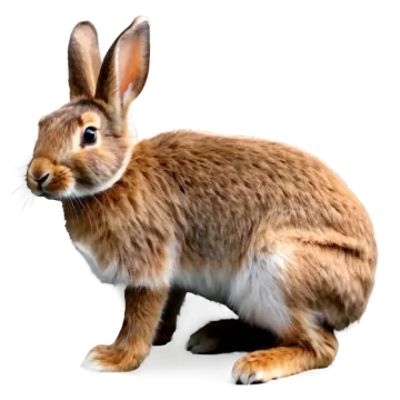 a brown and white rabbit on a white background