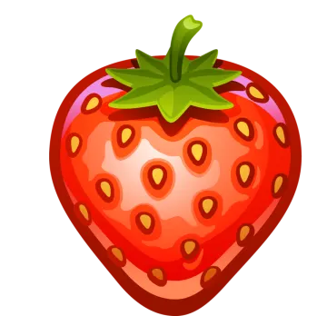 a strawberry with a green leaf on top