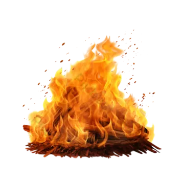 a fire is burning on a white background