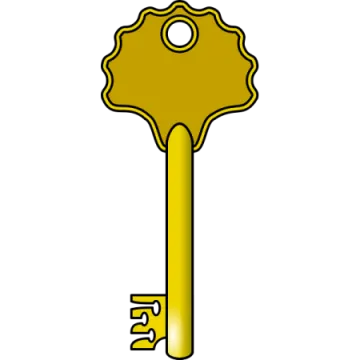 a golden key on a white background