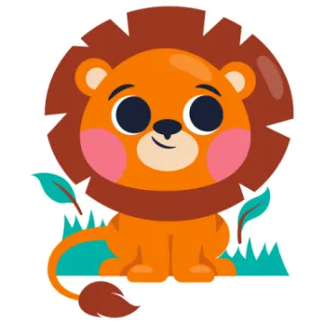 a cartoon lion sitting in the grass