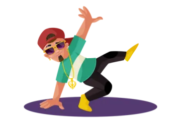 a man in a green shirt and yellow shoes doing a handstant