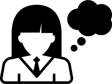 a woman with a thought bubble above her head