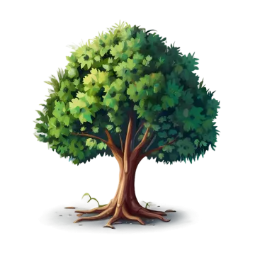 a tree with green leaves on white background