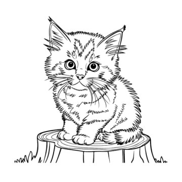 a cat sitting on top of a tree stump