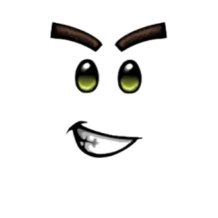 a cartoon face with green eyes and brown hair