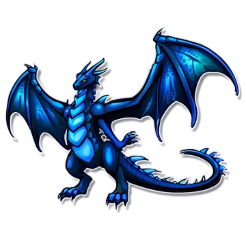 a blue dragon with black wings