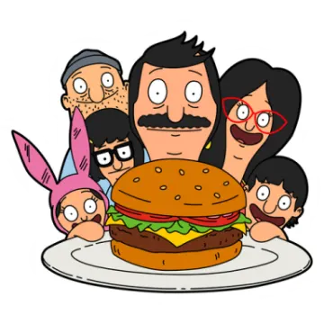 an image of a family eating a hamburger