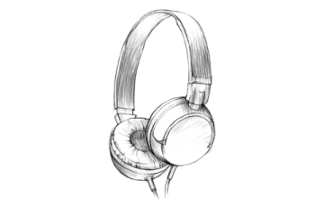 a drawing of headphones