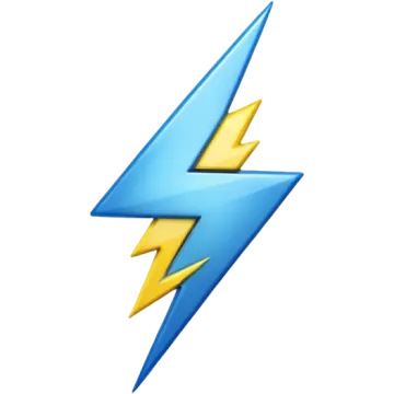 a blue and yellow lightning bolt