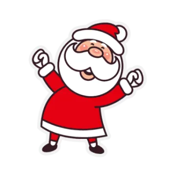 a cartoon santa claus waving his hand