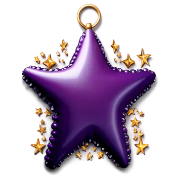 a purple star with gold stars on it