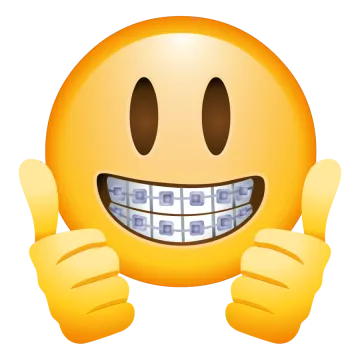 a smiley face with braces on it