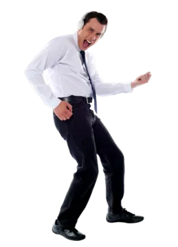 a man in a white shirt and tie dancing