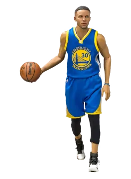 a man in a blue jersey holding a basketball ball