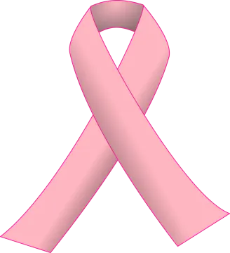 a pink ribbon on a white background