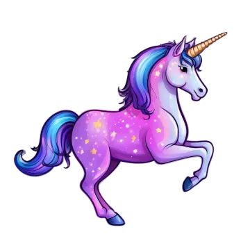 a purple unicorn with stars on it's head