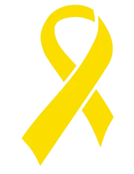a yellow ribbon on a white background