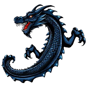 a blue dragon with its mouth open