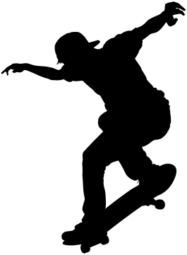 a skateboarder silhouetted on a white background