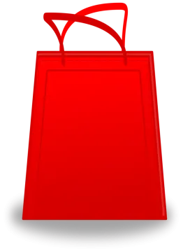 a red shopping bag on a white background