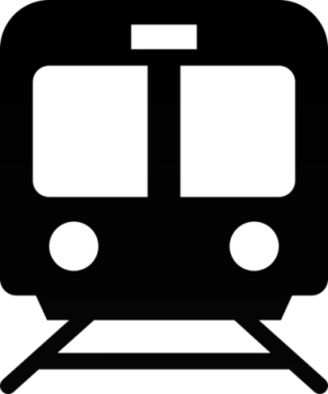 a black and white image of a train