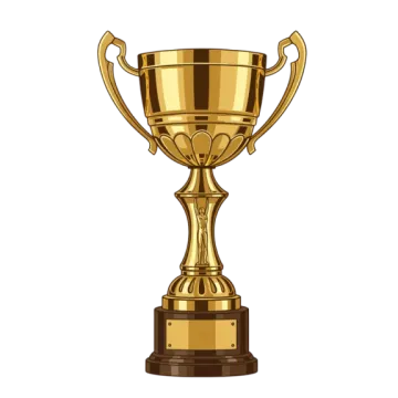 a golden trophy on a white background