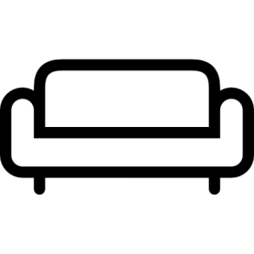 a black and white couch icon