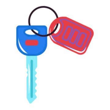 a car key with two keys attached to it