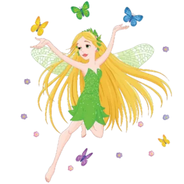 a little girl in green dress and butterfly wings