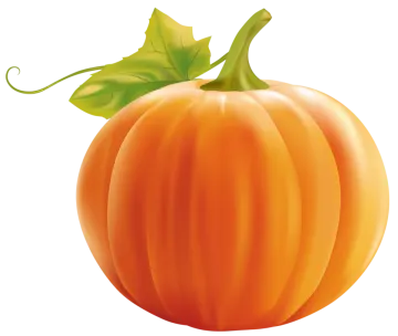 an orange pumpkin with green leaves on it