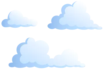a set of blue clouds on a white background